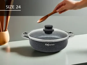 تابه دو دسته کاج تفلون سایز 24 درب پیرکس