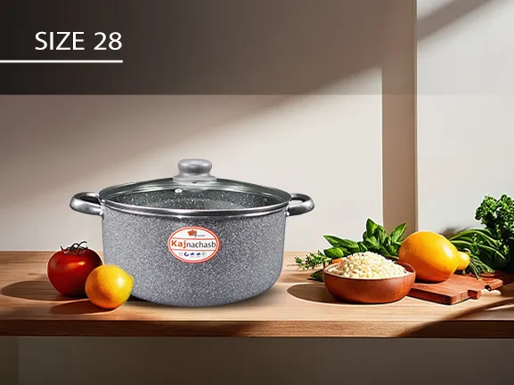 قابلمه تک گرانیتی کاج تفلون سایز 28 با درب پیرکس