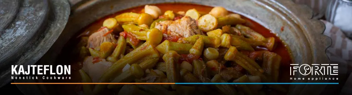 پخت خورش بامیه - سایت کاج تفلون