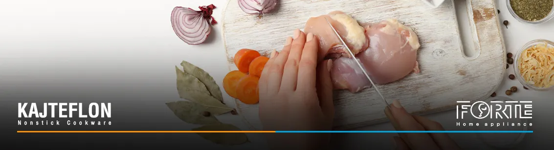 آماده سازی مرغ جهت پخت جوجه کباب تابه ای - سایت کاج تفلون